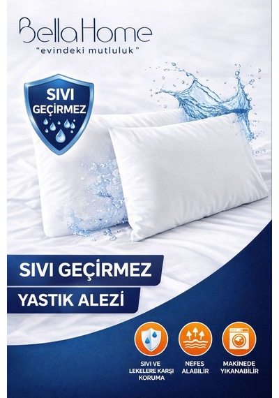 50x70 Sıvı Geçirmez 2'li Yastık Koruyucu - Fermuarlı - Yıkanabilir Beyaz
