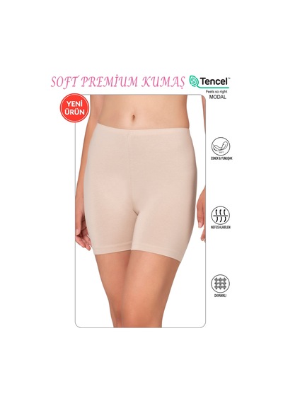 Özkan Underwear Özkan 27781 Kadın Premium Kumaş Modal Pamuklu Esnek Rahat Ara Boy Diz Üstü Kısa Tayt Şort Boxer Taş