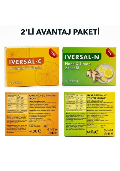 Iversal C Ve N Pastil 2li Avantaj Paketi Portakal-nane Limon Zencefil