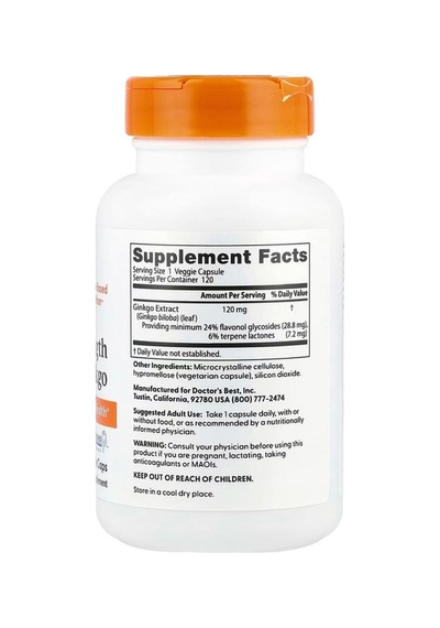Ginkgo Ekstra Strengt.h 120 Mg 120 Veggie Capsules