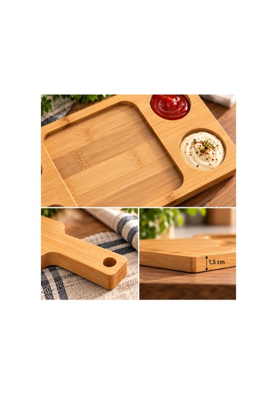 Bambu Sos Bölmeli Sunum Tahtası 33x16 Cm Patates Kızartması Ve Atıştırmalık Servis Bambu - 933607371 Bambu