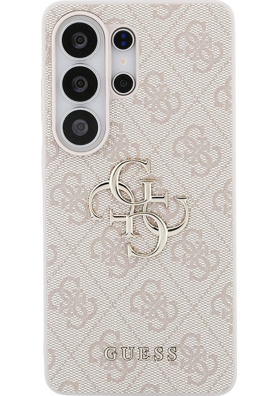 Galaxy S26 Ultra Uyumlu Kılıf Guess Lisanslı Pu Deri Büyük Metal Logo Dizaynlı Kapak Pembe