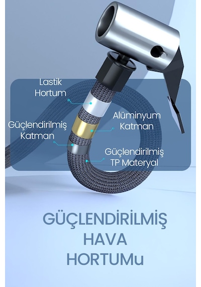 150psi Şarjlı Araç Oto Kompresörü Powerbank Led Işıklı Lastik Top Yatay Şişirme Pompası 6000mah 9624