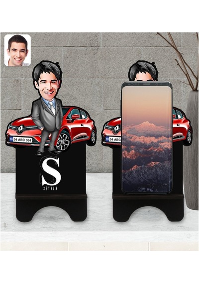 Kişiye Özel Plakalı Erkek Renault Clio Karikatürlü Ahşap Biblo Te (533433728)