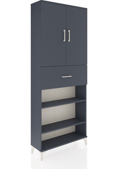 Arges Dolap 5 Raflı Tek Çekmeceli 2 Kapaklı 88x30x221 Antrasit-antrasit Antrasit