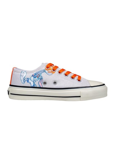 Kadın Vegan Beyaz Sneakers - Looney Tunes Bugs Bunny Space Jam Tasarım Çok Renkli