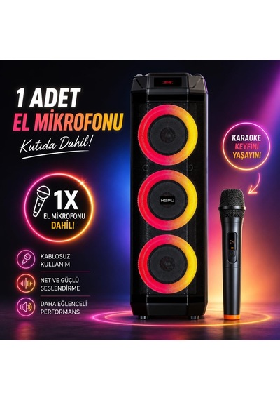 Hp-982 Partybox Bluetooth Hoparlör 3 8 Hoparlör 30w Güç Rgb Işık Tws Destekli