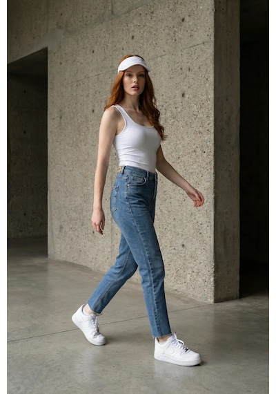 Hiccup My Fashıon Yüksek Bel Dar Kesim Skinny Kot Pantolon Oxford Mavisi