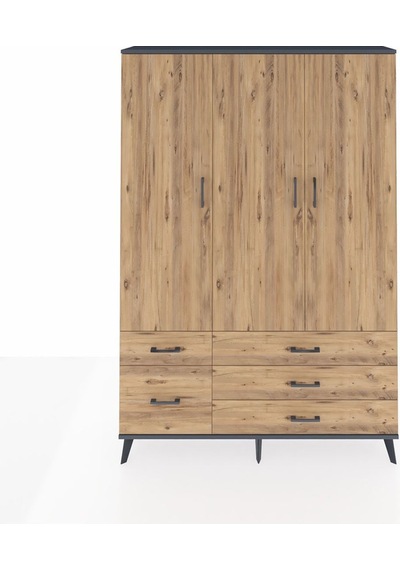 Arges Dolap 5 Raflı 5 Çekmeceli Tek Askılı 132x30x195 Antrasit-çam/çam Atlas Çam/atlas Çam Arges Dolap 5 Raflı 5 Çekmeceli Tek Askılı 132x30x195 Antrasit-çam/çam Atlas Çam/atlas Çam
