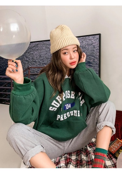 Kadın Yeşil Suppose Baskılı Oversize Sweatshirt Yeşil