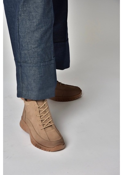 Fox Shoes Z555663401 Vizon Hakiki Deri Nubuk Kadın Bot