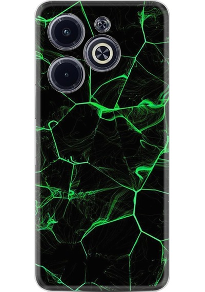 Infinix Uyumlu Hot 40i Kılıf Resimli Desenli Baskılı Silikon Yeşil Şerit Mermer 1320
