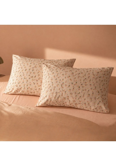 Soft Bloom 2'li Yastık Kılıfı - Hardal / Pembe - 50x70 Cm Çok Renkli