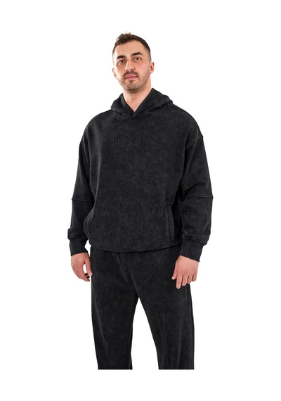 Kingsize Nutrition Kingsize Darksteel Antik Yıkamalı Oversize Sweatshirt Siyah Siyah