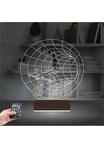 Luvivia Savaş Uçağı Pilot 3d Lamba - Masa Gece Lambası Şeffaf