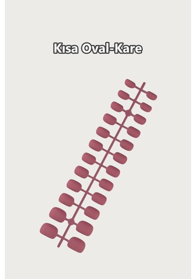 24 Adet Renkli Mat Kısa Takma Tırnak Oval-kare 1051 Erguvan
