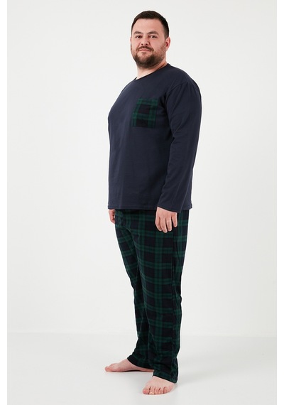 Buratti Pamuklu Regular Fit Büyük Beden Erkek Pijama Takımı 6572001B Lacivert