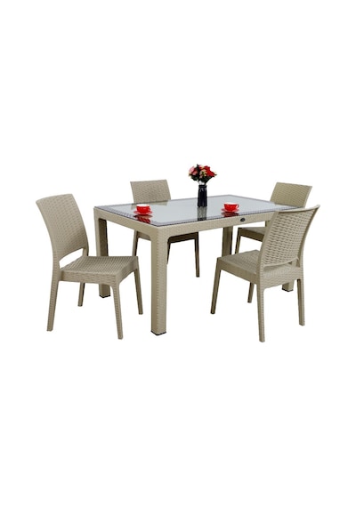 Mandella Elit Rattan 90x150 4 Kişilik Elit Sandalye Camlı Masa Takımı Çölbeji Diğer