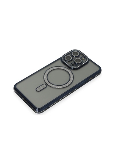 Apple Uyumlu iPhone 14 Pro Kılıf Joke Simli Magneticsafe Kılıf Lacivert/