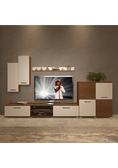 Decoraktiv Eko 6 Mdf Dvd Tv Ünitesi Tv Sehpası - Ceviz Beyaz Ahşap - Beyaz