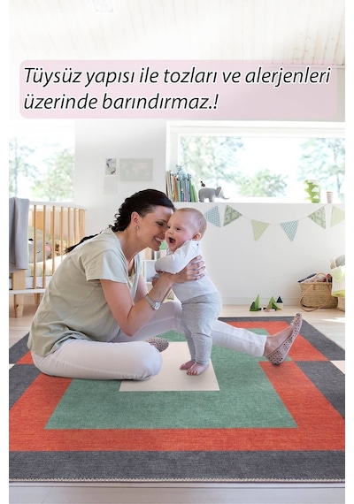 Funk Modern Dokuma Pamuk Polyester Renkli Halı (Al 400)