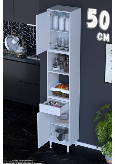 Bengi 50 Cm Organizer Mutfak Dolabı - Kahve Makinası Mutfak Robotu Standı Çok Amaçlı 50x226x32 Cm Beyaz Bengi 50 Cm Organizer Mutfak Dolabı - Kahve Makinası Mutfak Robotu Standı Çok Amaçlı 50x226x32 Cm Beyaz