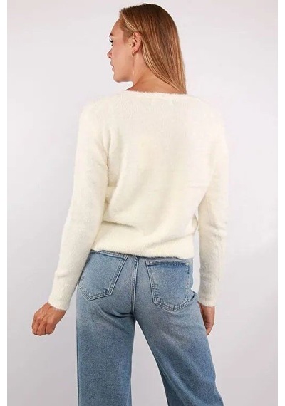 Onlella Pıumo Ls V-neck Knt Kadın Kazak 15259562 Beyaz