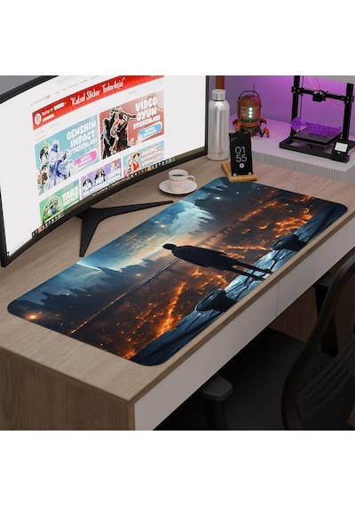 Tr Yıldız Galaksi Gaming Mouse Pad Kauçuk Kaymaz Taban Mousepad V2, 90x40 Xxl