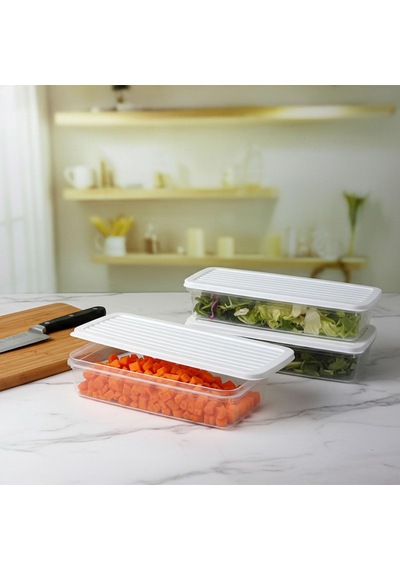 Deconox 3 Lü Slim Buzdolabı Ve Derin Dondurucu Saklama Kabı Seti Beyaz