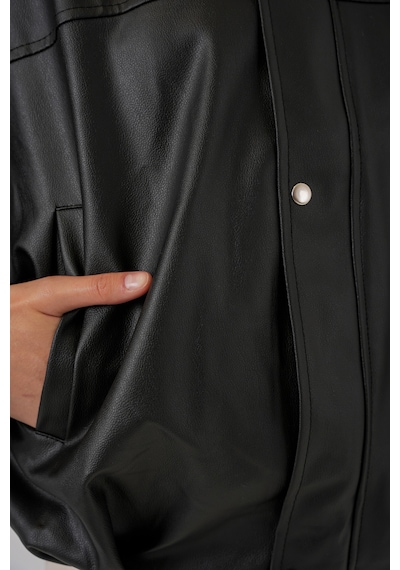 Bigdart Kadın Oversize Deri Ceket 1055 - Siyah