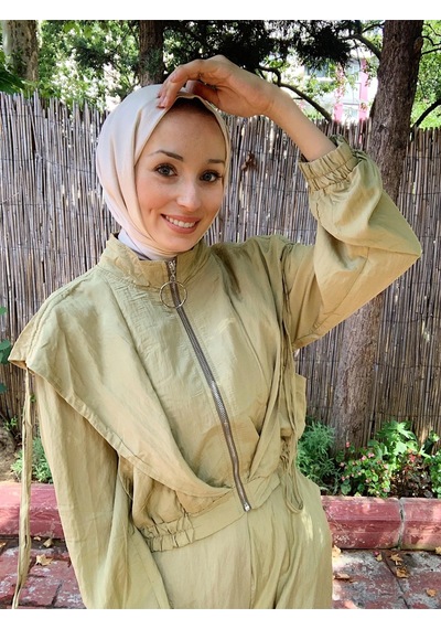 Butik Moda Ptkmks002 Üstü Kısa Fermuarlı Pantolonlu Takım Yeşil 001
