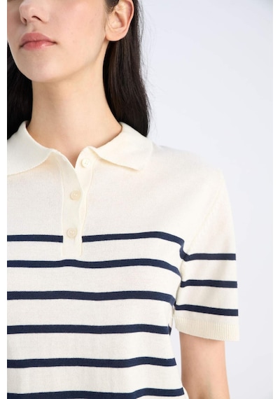 DeFacto Regular Fit Polo Yaka Çizgili Kısa Kollu Triko Tişört	 C4402AX25SPER105