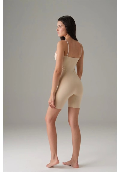 Fevien Kadın Ten Dikişsiz Askılı Tulum Bodysuit 12483 Siyah
