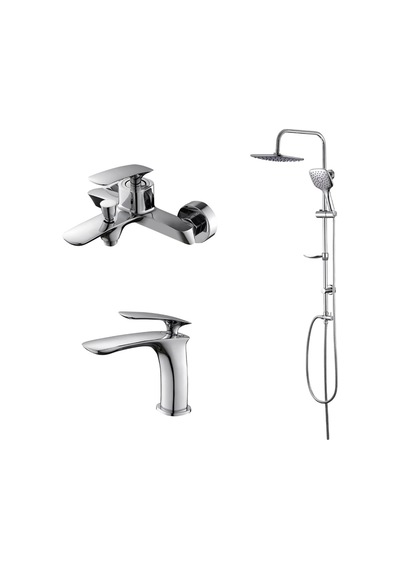 Newarc Slim 121521-121511-121530 Lavabo Banyo Bataryası Duş Ünitesi Set Krom
