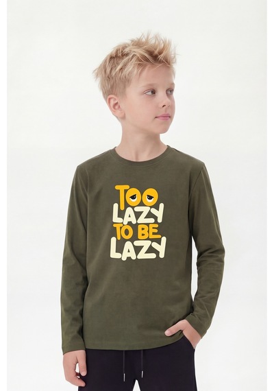 Panios Kids Yuvarlak Yaka Uzun Kollu Baskı Detaylı Erkek Çocuk Sweatshirt Haki Panios Kids Yuvarlak Yaka Uzun Kollu Baskı Detaylı Erkek Çocuk Sweatshirt Haki