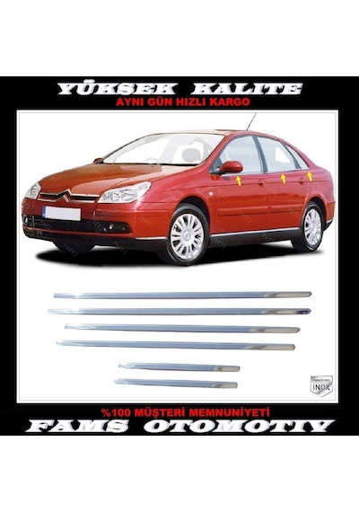 Citroen C5 Krom Cam Çıtası 6 Prç 2004-2008 Arası P.Çelik
