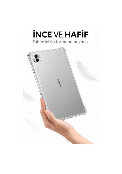 Honor Pad 10 12.1 İnç Şeffaf Antişok Tablet Kılıfı Darbe Emici Köşe Korumalı Esnek Silikon Kılıf Arka Kapak