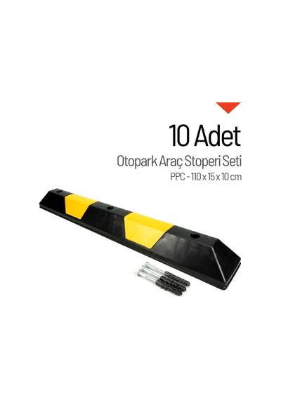 10'lu Ppc Otopark Stoperi Seti 110x15x10 Cm-666