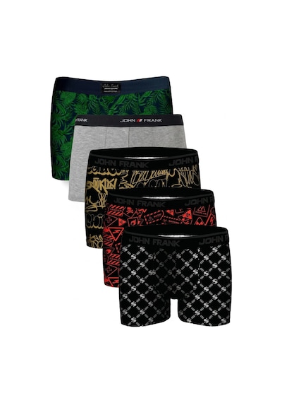 John Frank Logolu Pamuklu 5'li Paket Boxer Erkek Boxer Jfbs5 Yeşil-gri-ssarı-sturuncu-sbeyaz Yeşil-gri-ssarı-sturuncu-sbeya