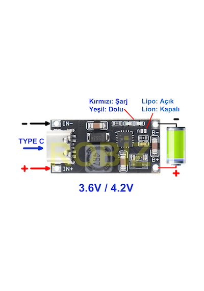 Tp5000 1a 3.6v Lipo Lifepo4 Pil Şarj Modülü 1s 4.2v Lityum Li-ıon