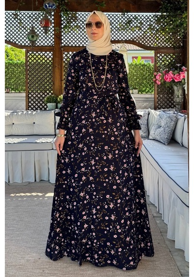 Rabia Şamlı Bihter Lacivert Elbise Normal