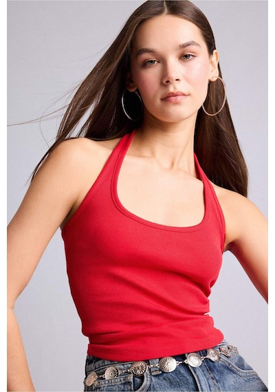 Defacto Fıtted Halter Yaka Fitilli Kaşkorse Atlet H8088ax26smrd51 Kırmızı-rd51