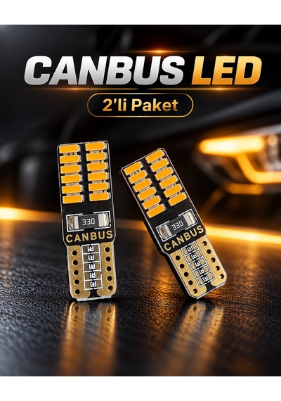 T10 Turuncu Park Led Oto Ampul Güçlü Işık, 12v 2 Adet