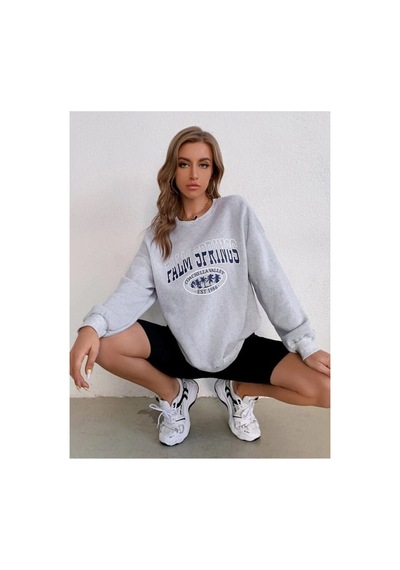 Blackjack Giyim Blackjackgiyim Gri Palm Springs Oversize Sweatshirt Gri