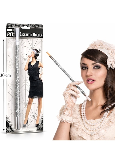 30 Cm Gümüş Payetli Tutacağı 1920 Ler Gatsby Parti Aksesuarı "