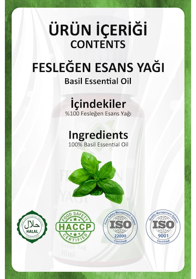 Fesleğen Yağı Basil Essential Oil 10 Ml.