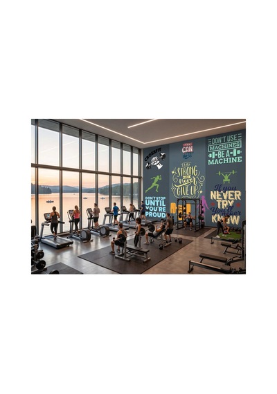Gym Salonu Karma Sloganlar Poster Duvar Kağıdı Çok Renkli
