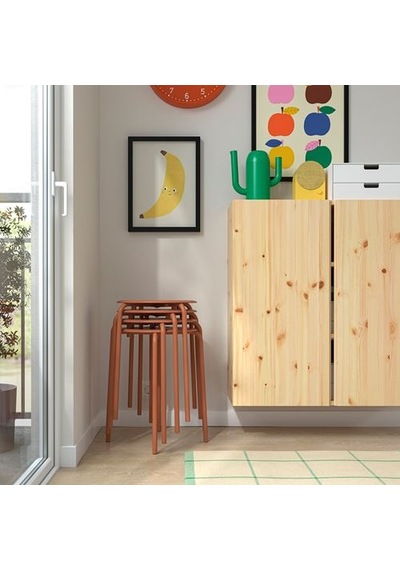 Ikea Marıus Tabure, Kırmızı-kahverengi, 45 Cm