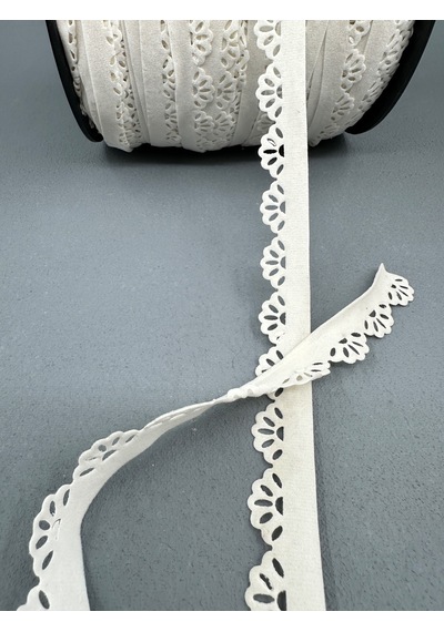 2 Cm Süet Deri Çiçekli Model Şerit-5 Metre-ekru