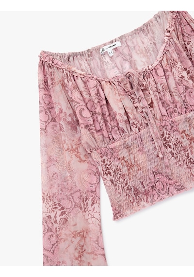 Koton Kayık Yaka Uzun Kollu Bağcıklı Yaka Gipeli Şifon Bluz Pembe Desenli 6wal60014ık Pembe Desenli Koton Kayık Yaka Uzun Kollu Bağcıklı Yaka Gipeli Şifon Bluz Pembe Desenli 6wal60014ık Pembe Desenli